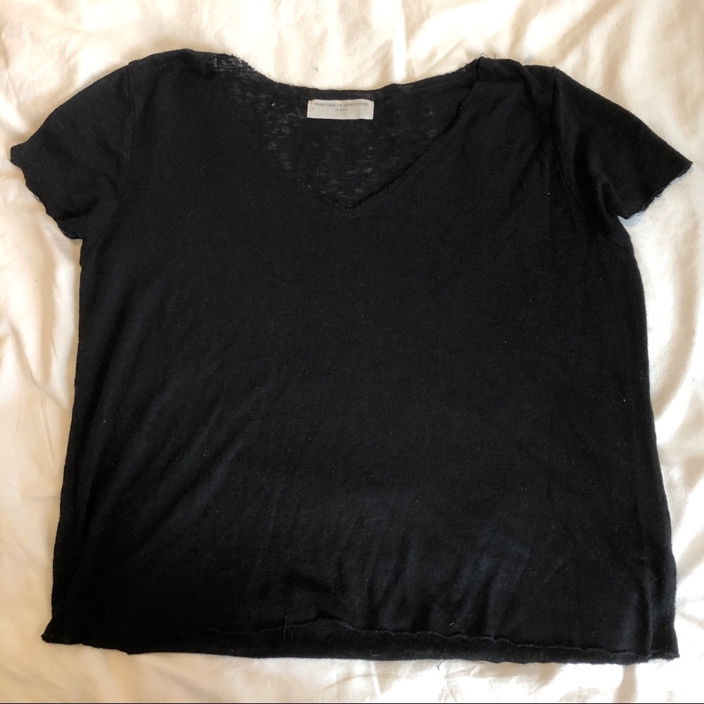 UO Project Social T textured knit v-neck in black